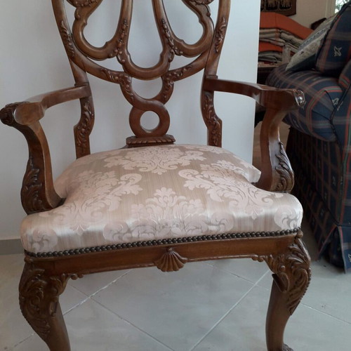Chippendale style sofa set like new, 5 pieces, solid mahogany