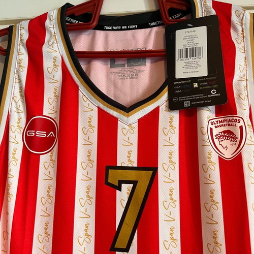 GSA Olympiacos B.C. Anniversary Spanoulis Limited Edition Men's Basketball Jersey New Size Large