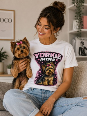Yorkie Mom μπλουζάκι καινούργιο, unisex δώρο για λάτρεις Yorkshire Terrier