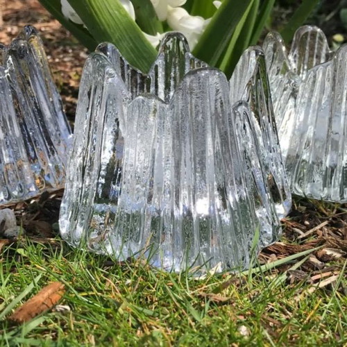 Nybro Volcano candle holders set of 3, new, Swedish crystal 80s