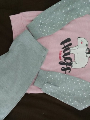 Girls' pajama size 6 like new, gray and pink