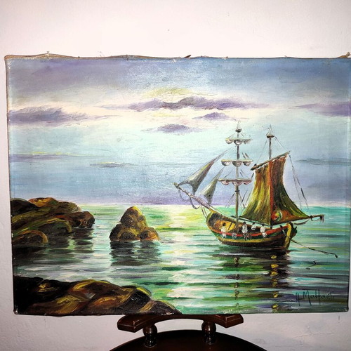Painting on canvas used 40x30cm with landscape