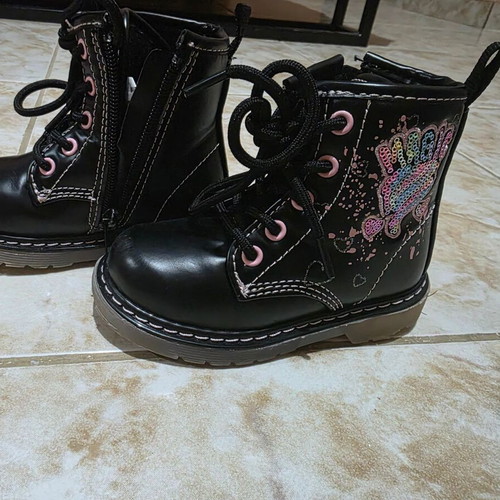Leather boots for girls size 22 used, black with lining