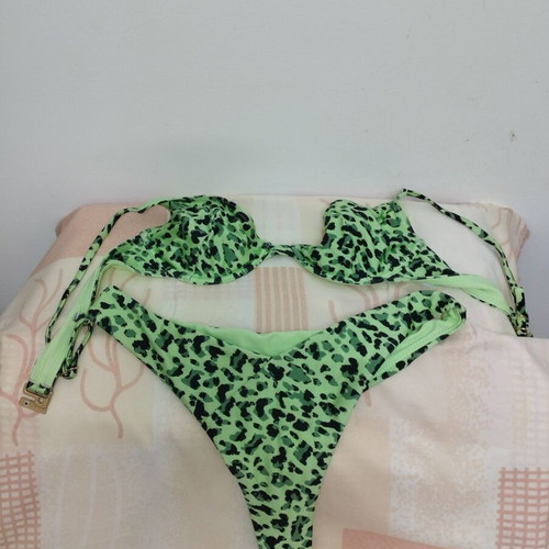 Twiin bikini set like new, green with leopard print, size M