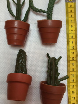Vintage plastic cacti set of 4 for crafts and favors