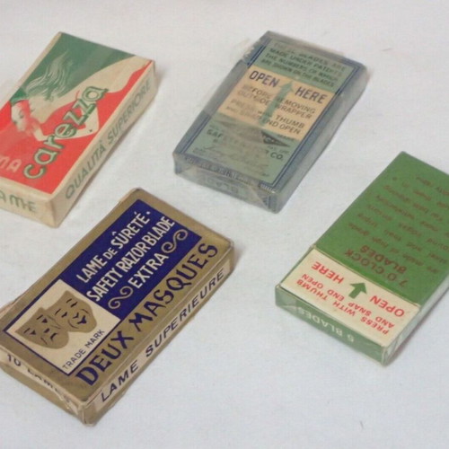 Vintage Safety Razor Blades Collection New Old Stock 4 Packs 1930s-1950s