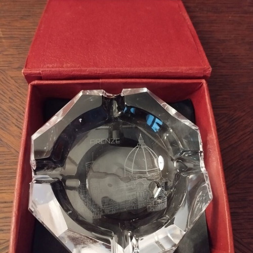 Crystal ashtray Firenze with Duomo engraving, new