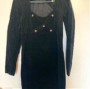 Φόρεμα vintage τύπου βελουτέ μαύρο LBD