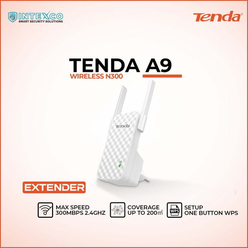 Tenda A9 WiFi Extender Single Band 2.4GHz 300Mbps