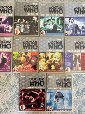 Doctor Who William Hartnell empty DVD boxes set of 29 like new