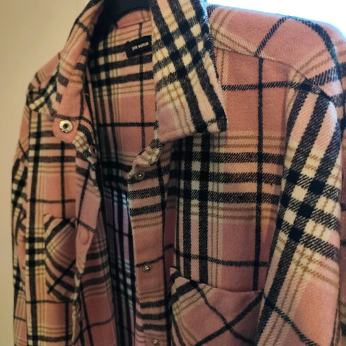 Checked oversized shirt jacket pink size S like new