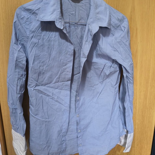 Zara basic women's shirt size medium, light blue with white sleeves, like new