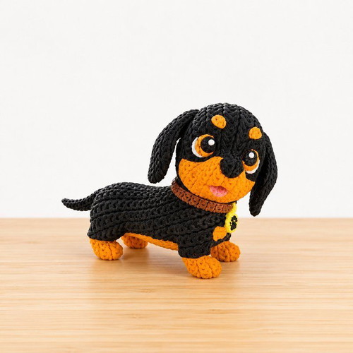 Dachshund crochet-style 3D printed figure