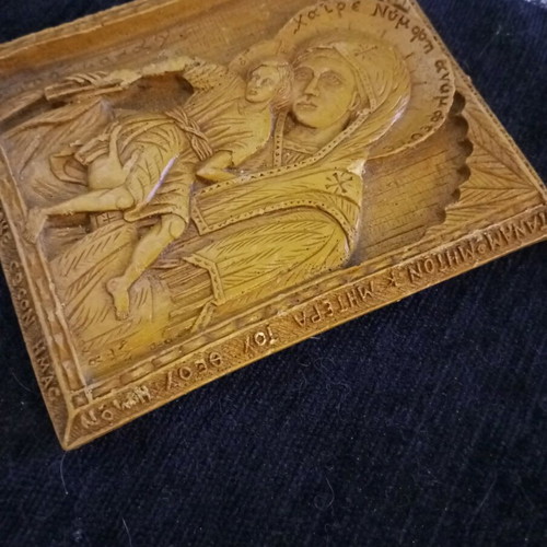 Panagia Axion Esti wax icon like new 12.5cm - 14.5cm
