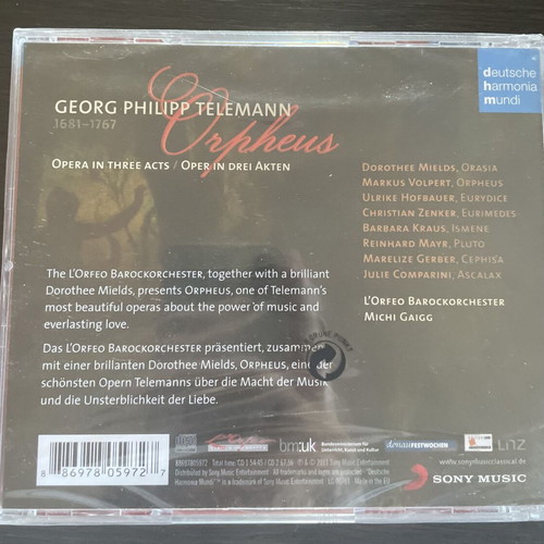 Georg Philipp Telemann Orpheus 2CD new, classical music