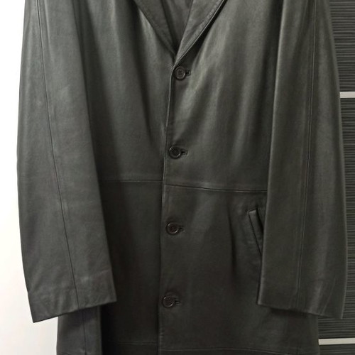 Pier Angelin leather trench coat unisex, like new, black, size 52