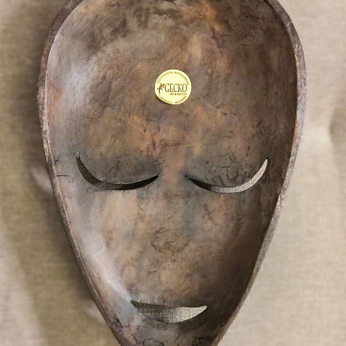 Handmade wooden Bali mask with mother of pearl inlay, like new