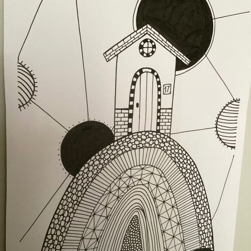House n17 sketch new, handmade on Bristol paper 35x23.6cm