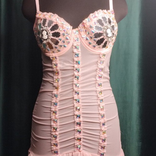 Dance dress used, embroidered with glass stones, size S