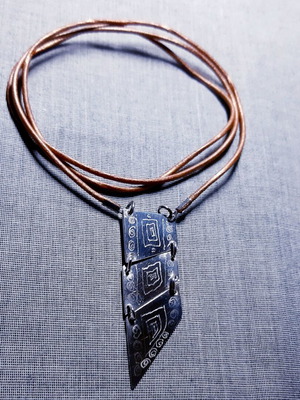 Indian Summer silver 925 necklace with genuine leather, handmade