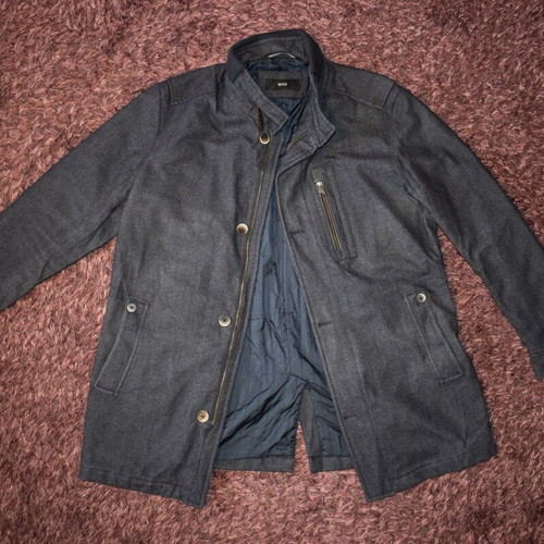 Hugo Boss wool coat size 58 used, gray