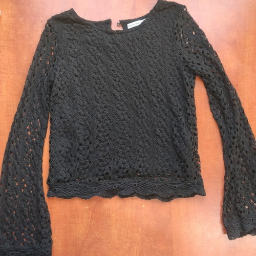 Bershka knitted blouse with bell sleeves used, black, size S