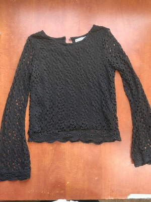 Bershka knitted blouse with bell sleeves used, black, size S