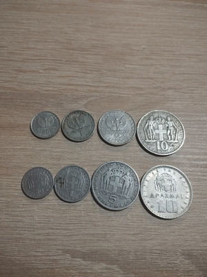 Constantine and Pavlos coins used, set of 8 pieces