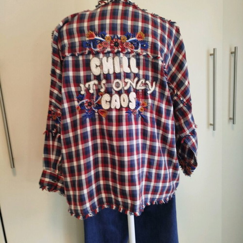 Zara ζακετάκι - πουκάμισο S σε ριχτή γραμμή σαν καινούργιο, μπλε και κόκκινο