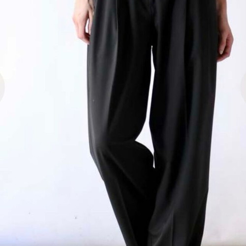 Ganni Drapey Melange Pleat Pants, black, sizes M/L