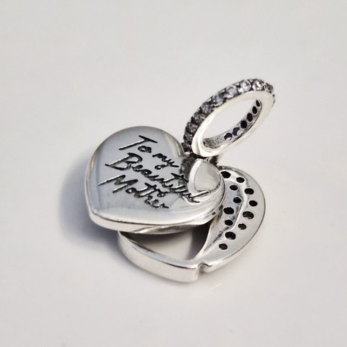Pandora To My Beautiful Mother Double Charm Pendant new, silver