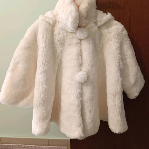 Girls' fur coat for 2 years and older like new, white