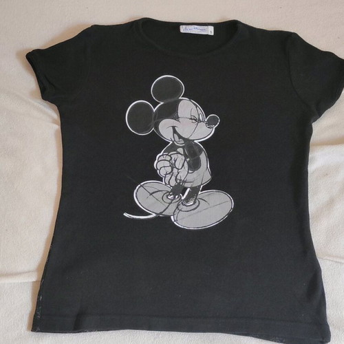 Mickey Mouse women's T-shirt used, size S, black and white
