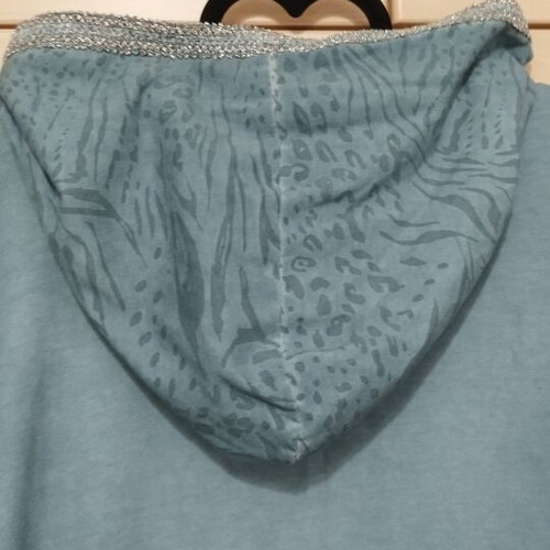 Cotton dress turquoise one size with hood and patchwork style
