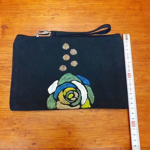 Fabric toiletry bag with rose new, cotton with glitter