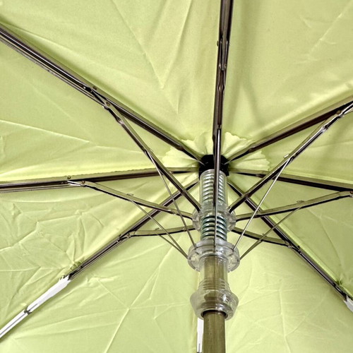 Longchamp folding umbrella lime with leather handle new