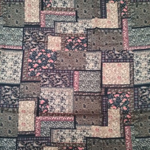 Pareo with geometric patchwork and floral details, like new