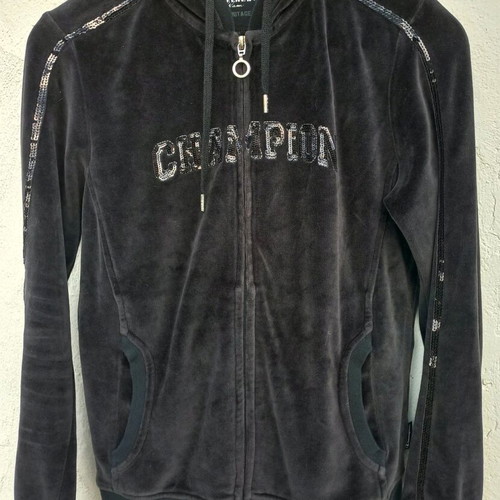 Champion jacket velour black size M/S like new, cotton