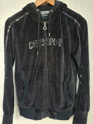 Champion jacket velour black size M/S like new, cotton