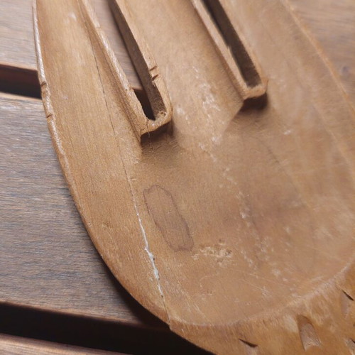 Vintage wooden decorative wall spoon and fork set