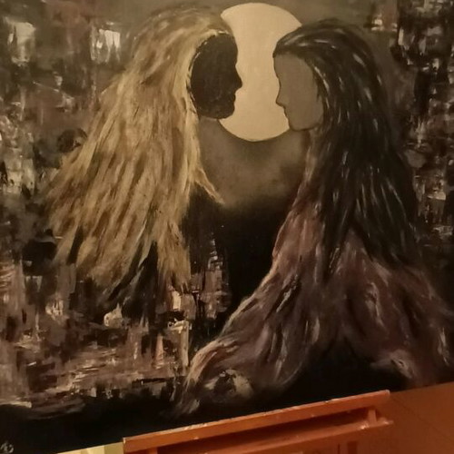Painting Night Meeting new, acrylic