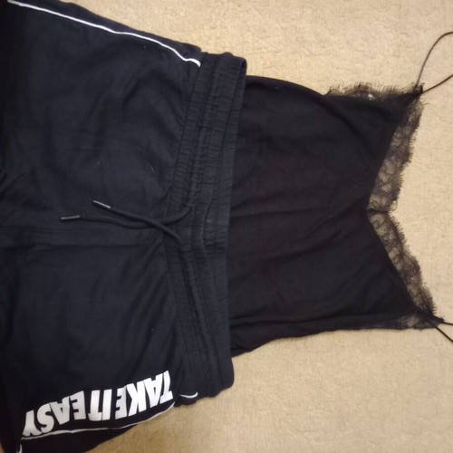 Set of black lace top and shorts unused