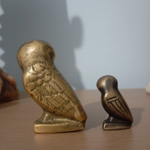 Vintage brass Athena owls set of 2, like new
