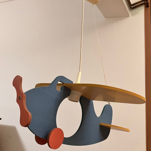 Wooden airplane children's room lamp like new