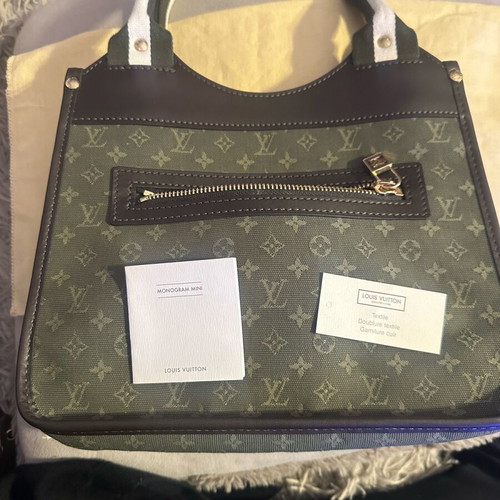 Louis Vuitton Kathleen cloth handbag FL1004 like new green
