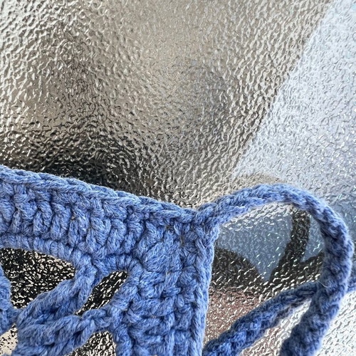 Crochet Halter Crop blue, new, size M