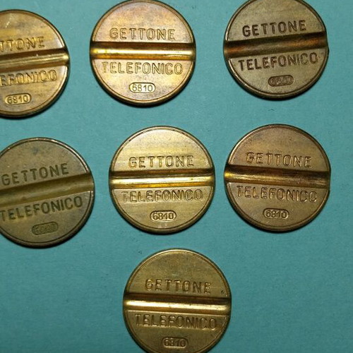 Gettone used phone coins, pack of 7 pieces