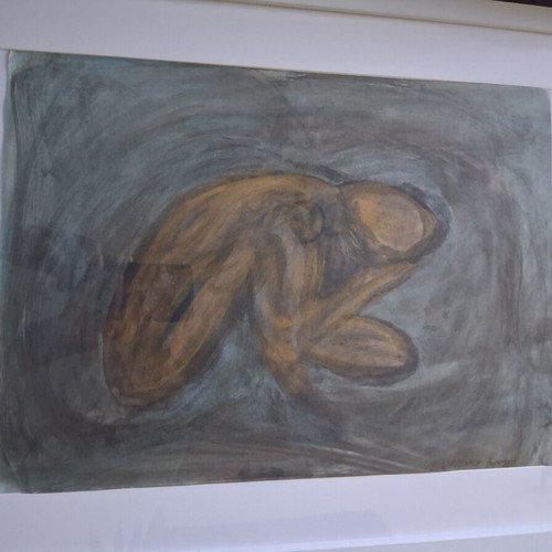 Painting "Γυμνο" framed 40×50cm, like new, signed