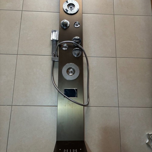 Shower panel with hydromassage and screen like new, gun metal color