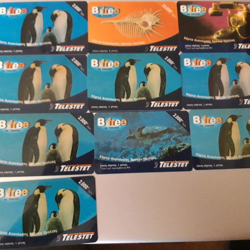 Phone cards used 1999-2002, b free telestet, netkarta, kosmokarta, chronokartes